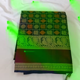 Traditional Rudraksha Checks Cotton Saree (074)