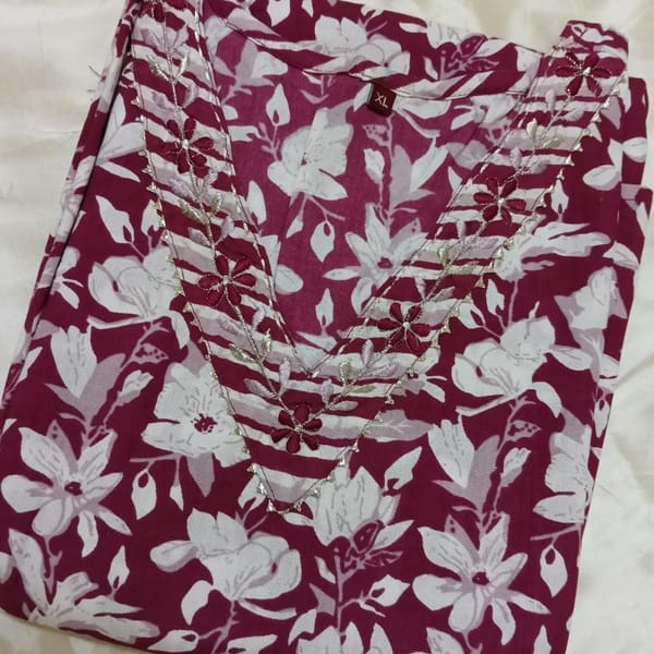 Pure Cotton Floral Print Kurta Pant and Dupatta Set (020)
