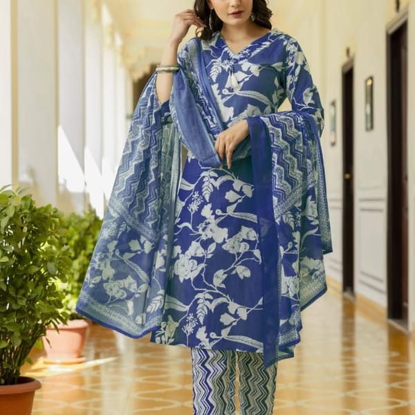 Womens Partywear Cotton Kurta Set with Mirror Work (021)