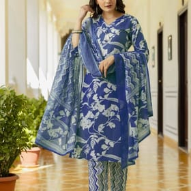Womens Partywear Cotton Kurta Set with Mirror Work (021)