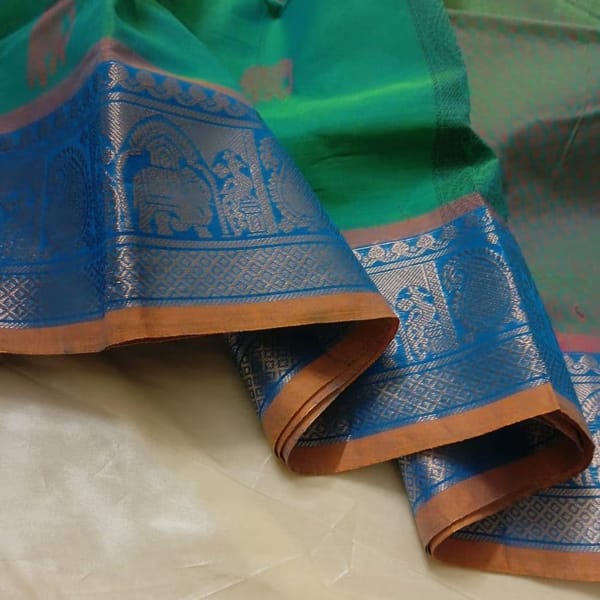 Premium Party Wear Cotton Saree -Green(012)