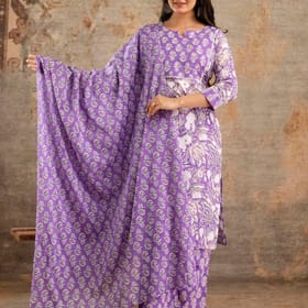 Pure Cotton Floral Kurta Pant and Dupatta Set (004)