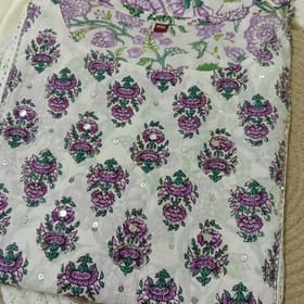 Pure Cotton Kurta Pant Dupatta Set with Floral and Mirror Work (005)